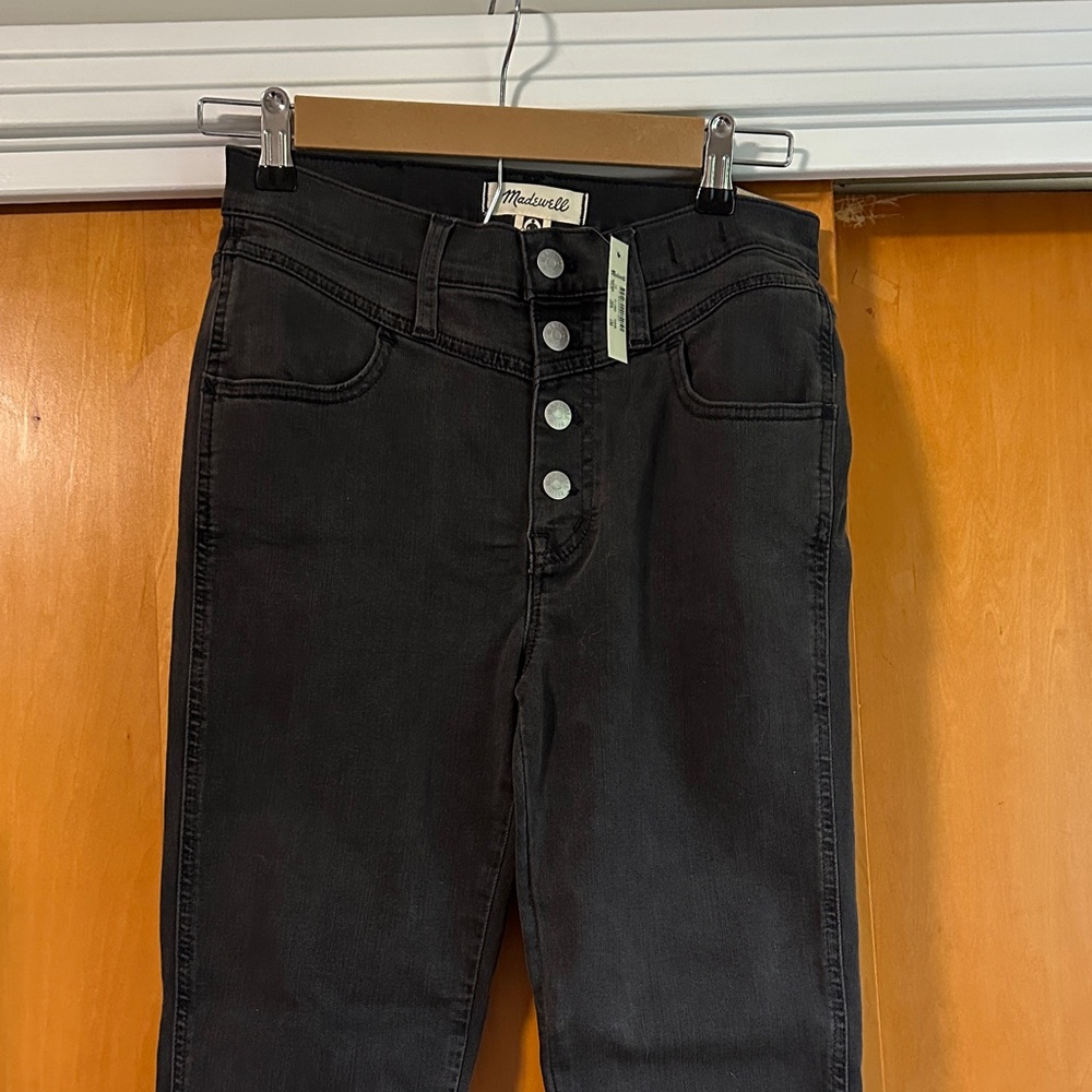 Madewell High-Rise Button-Fly Jeans in Black Wash